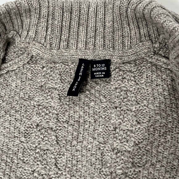 Janie and Jack Baby Cable Shaw Collar Knit Cardigan Gray Size 6-12 Mos - Picture 2 of 12